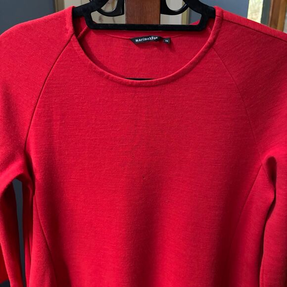 Marimekko RELLETYS Red Wool Blend 3/4 Sleeve A-Line Knee-Length Dress Size XS - Picture 9 of 12